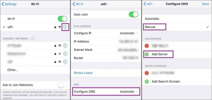 how to configure dns in iphone settings