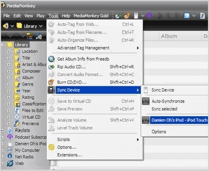 transfer mp3 files to ipod using mediamonkey