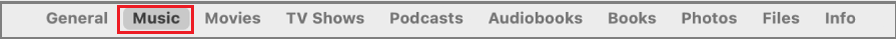 click music tab in the button bar on finder