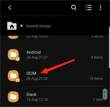 navigate to the dcim folder