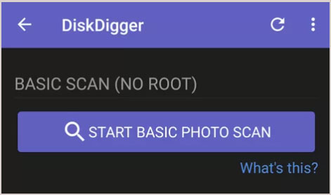 tap start basic photo scan button to scan deleted files