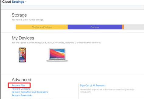 how to restore delete files from icloud