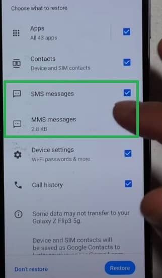 restore messages from google backup files