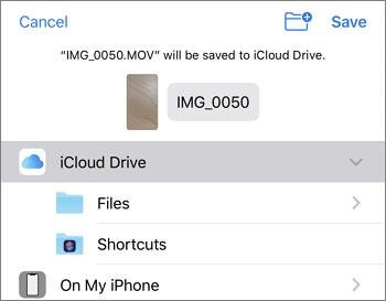 select an existing folder on icloud drive