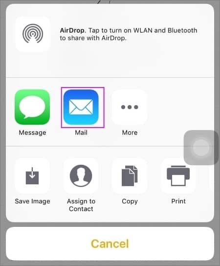 use mail on iphone to send the file
