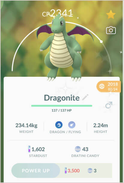 shiny dragonite in pokémon go