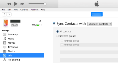 sync contacts with itunes