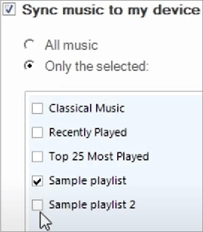 select the music you want to transfer and sync it to your computer