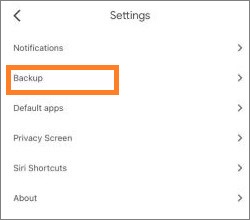 head to backup in google drive settings