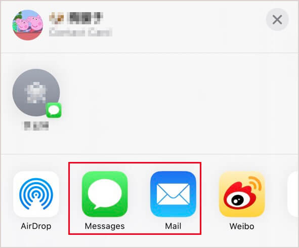 transfer contacts from iphone to iphone via mail or message