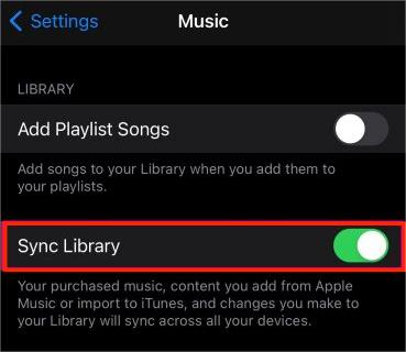 turn on sync library