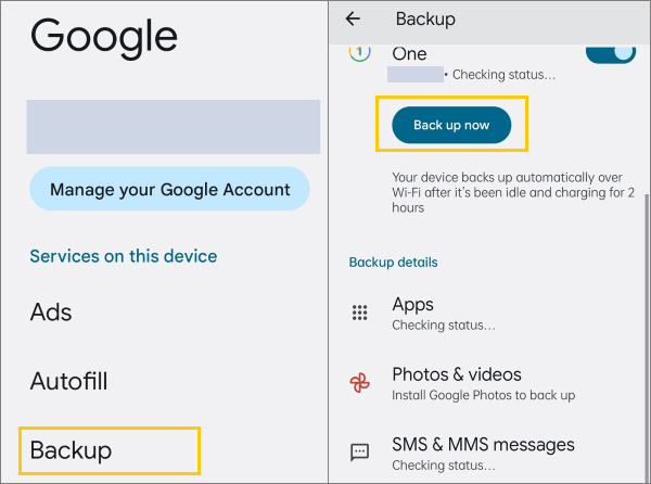 google messages backup