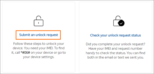 att website submit an unlock request