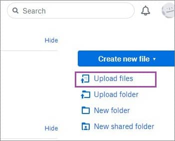 upload files to dropbox