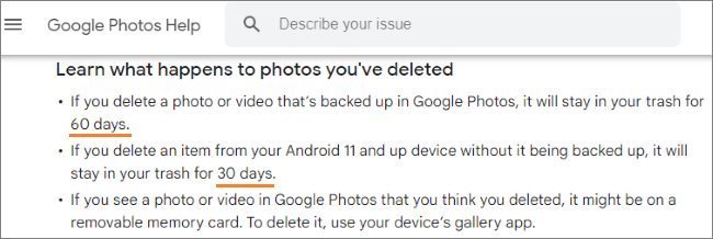 google photos trash note