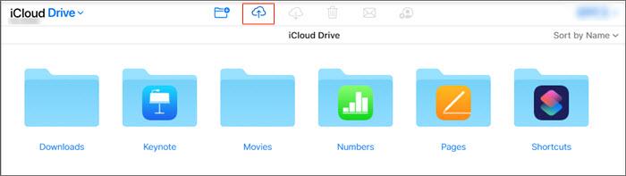 click upload button on icloud drive