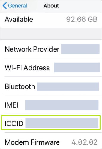 iphone sim iccid number