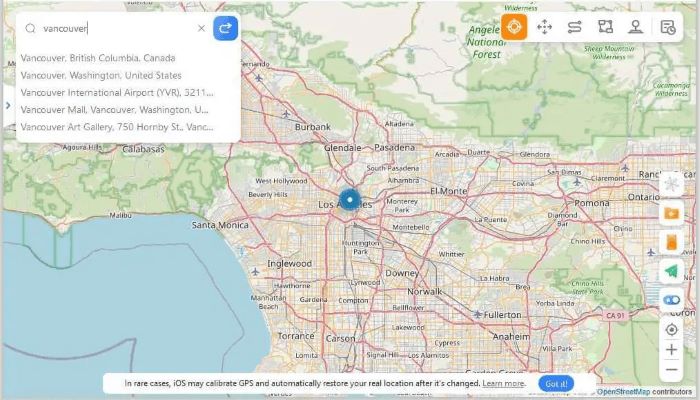 android location changer search a location