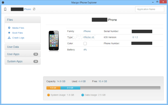 macgo iphone explorer main user interafce