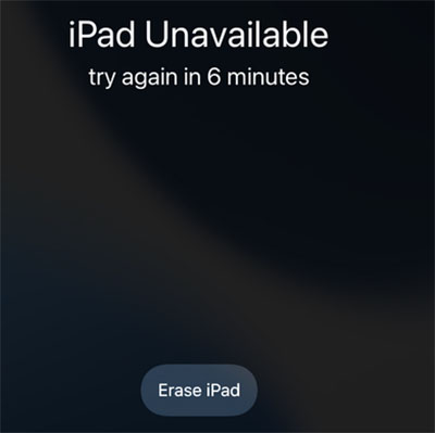 click on the erase ipad option