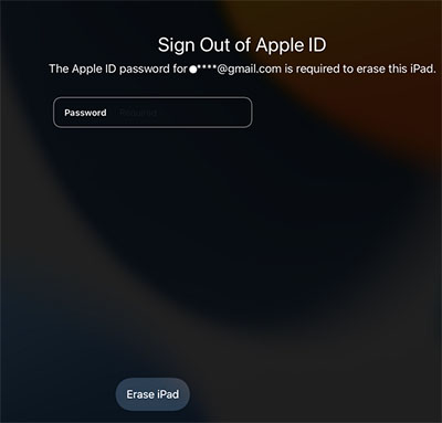 enter the apple id passcode to log out of ipad