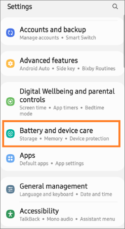 navigate to the battery and device care section