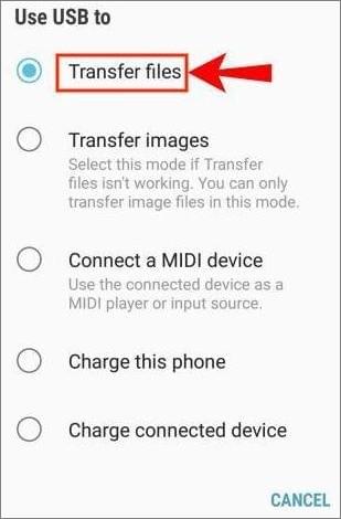 transfer files via usb