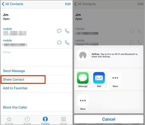 transfer contacts from iphone to samsung using email