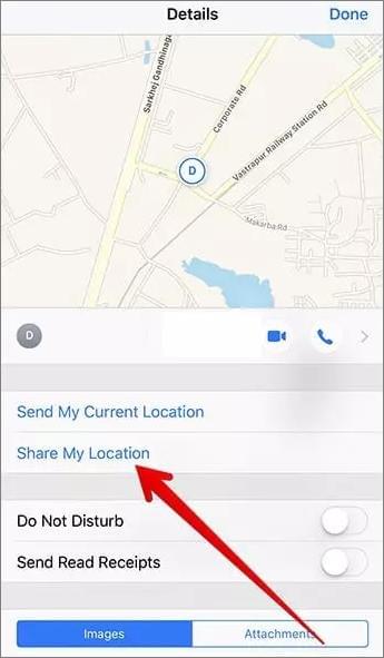 tap on the share my location option