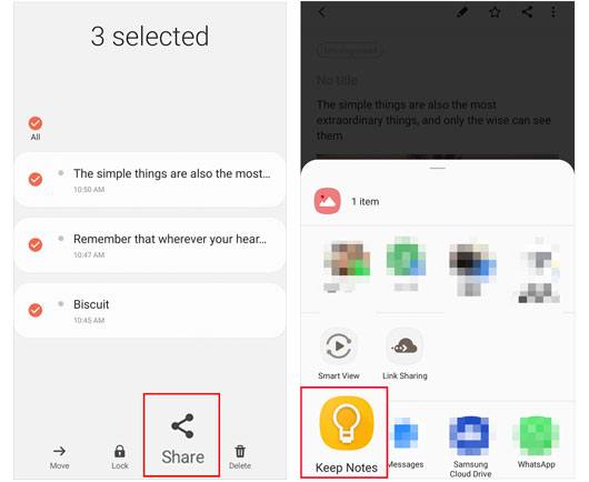 share your notes to google keep