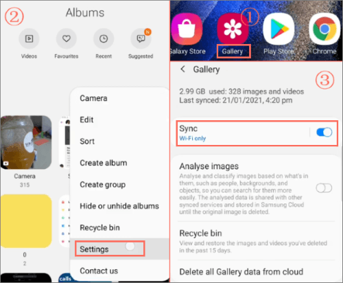 sync samsung gallery to samsung cloud