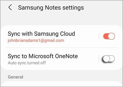 select sync with samsung cloud