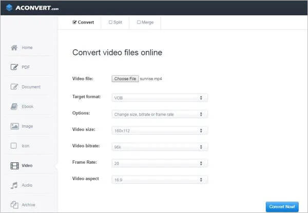 convert mp4 to mkv using aconvert