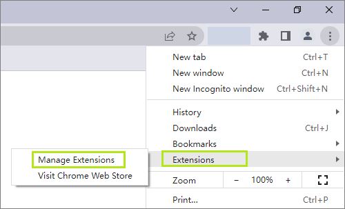 manage extensions in chrome