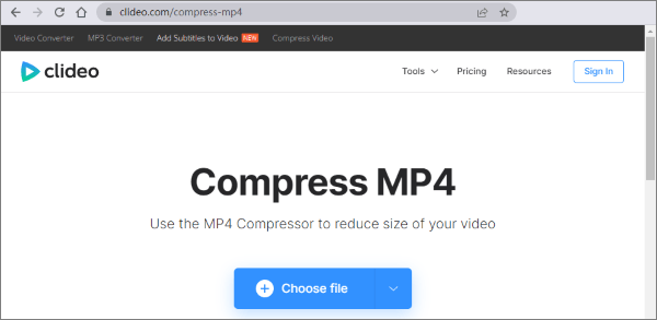 compress mp4 file size using clideo
