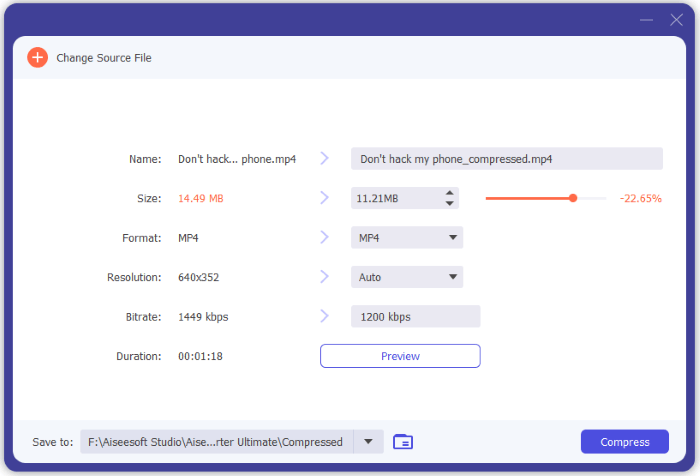 compress video mp4 using video compressor