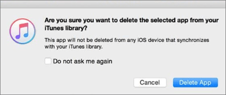 delete app via itunes