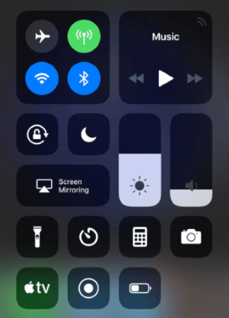 iphone control center