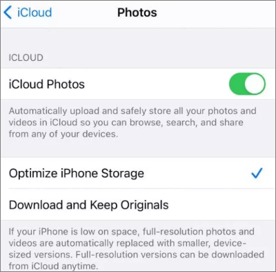 turn off icloud photos sync to fix preparing to import from iphone