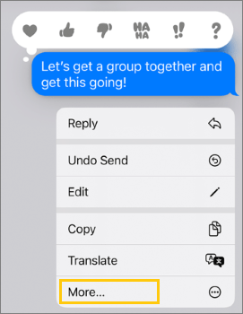 more options of iphone message