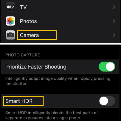 turn off smart hdr