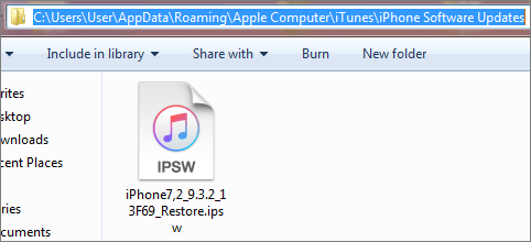 ipsw folder of iphone on windows