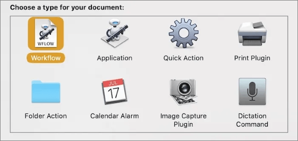find workflow in automator on mac