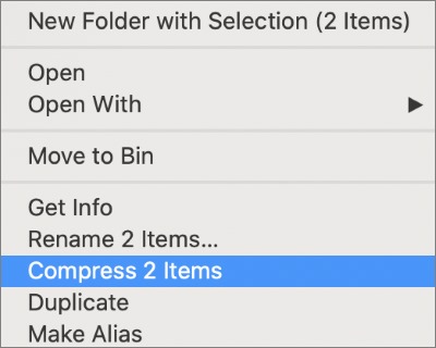 compress files on mac using finder