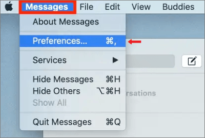 preferences of messages in macbook