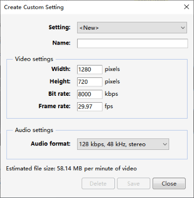 create custom setting