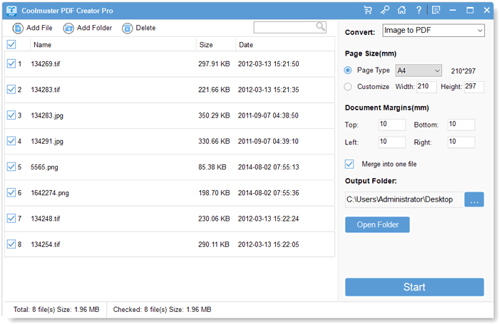 choose conversion options and set the output folder