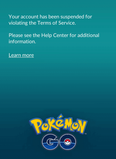 pokemon go account suspension