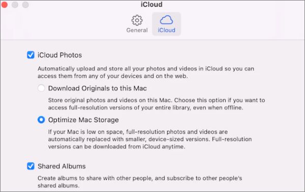 ensure icloud photos option is enabled