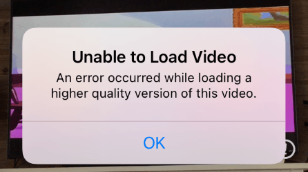 why does it say unable to load video